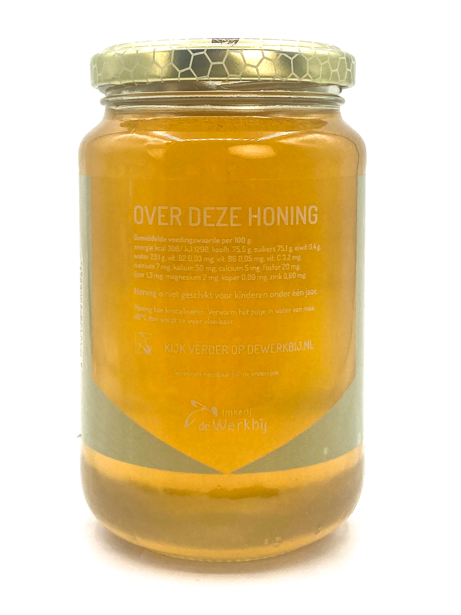 Oranjebloesem of sinaasappelhoning 450 gram achterkant puur natuurlijke oranjebloesemhoning glazen pot 450 gram